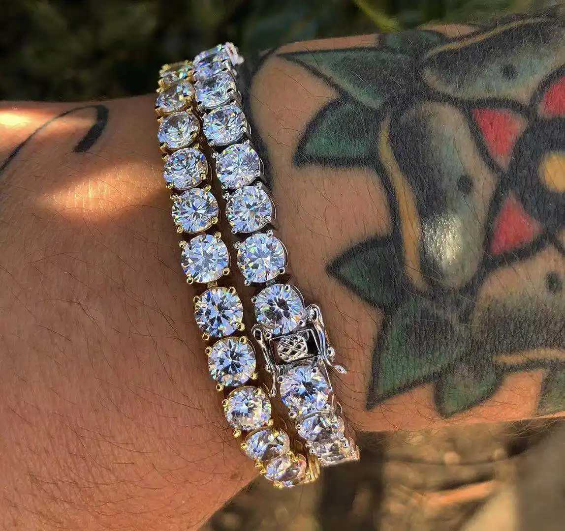 Luxury Hiphop Iced Out 4mm Cubic Zirconia Crystal Tennis Bracelets For Women Men Gold Color Silver Color Bracelet Chain JewelryC250411