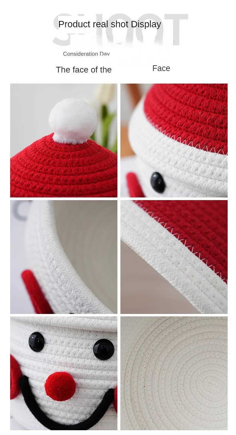 Christmas Christmas Large Snowman Egg Creative Storage Basket Cotton Woven Covered Desktop Storage Basket Dust-proof Cartoon Y251113