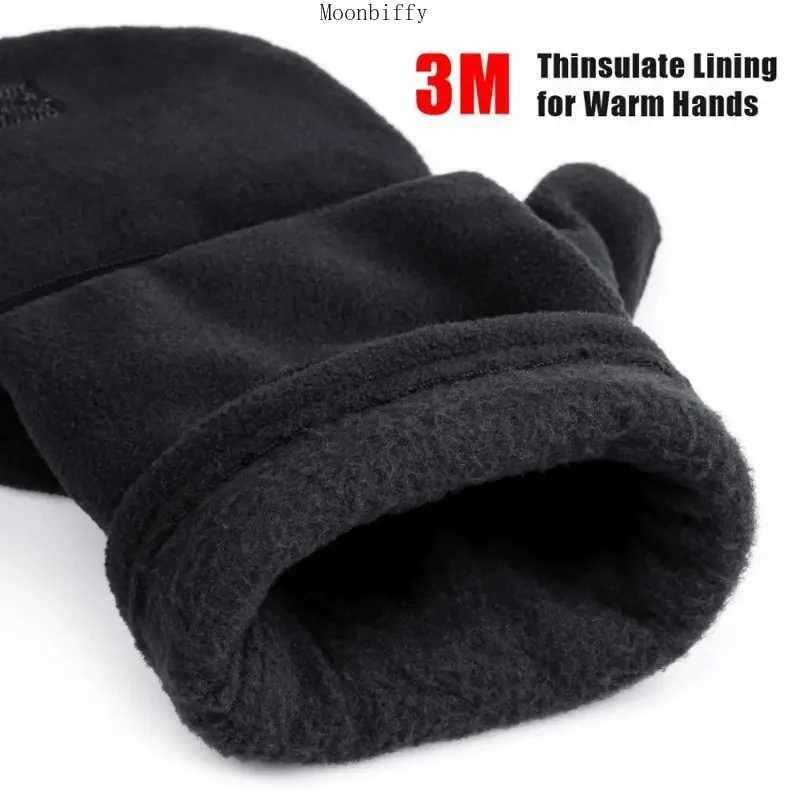 Women Men Winter Polar Fleece Half Finger Flip Gloves Double Layer Thicken Touch Screen Fingerless Convertible Mittens Wrist WarC250412