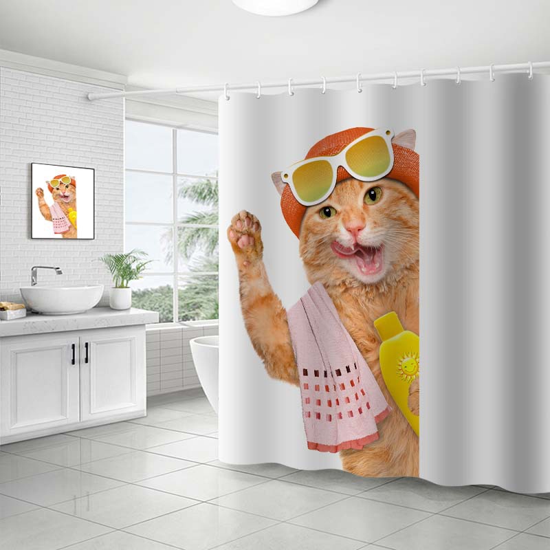 YL-37709 Customized 3D High-Definition Digital Printed Polyester Waterproof and Mildew-Proof Shower Curtain Set