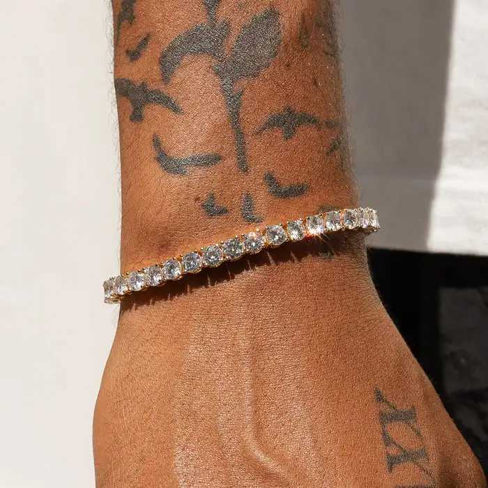 Luxury Crystal Tennis Bracelet Hip Hop Bracelet for Men Homme Trendy Punk Zirconia Couple Chain on The Hand Streetwear JewelryC250411