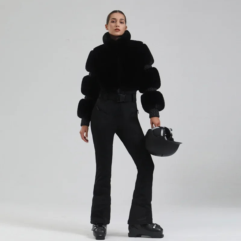 Women Slim Skiing Jumpsuit Snowfield Waterproof Adult Ski Clothes Female Winter Outdoor Sport Suit Warm Thick Snow Tracksuit 251111