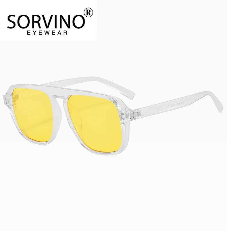 SORVINO Oversized Red Square Sunglasses Fashion Women Vintage Brand Designer Men Trendy Yellow Sun Glasses Shades UV400C250412