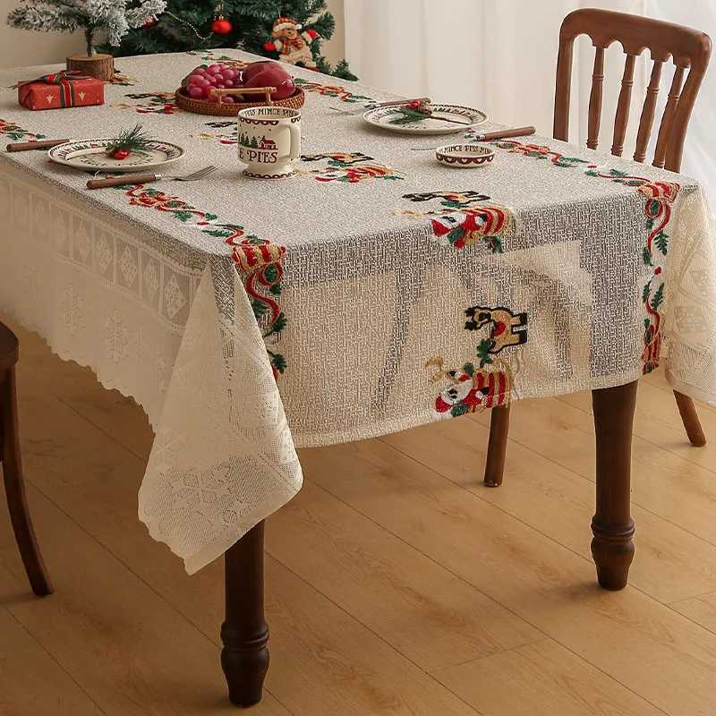 Christmas 55 X 78ChristmasTablecloths for Rectangle Tables Lace Dining Table Mat Soft Fabric Table Cloths with Tassels Y251113