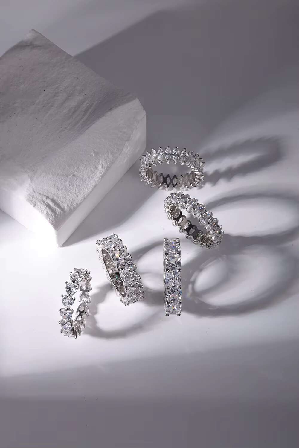 Dylam Silver Bague 8A Zirconia Eternity Engagement Diamond Wedding Ring Stackable 18K Gold Plated Rings Jewelry Women