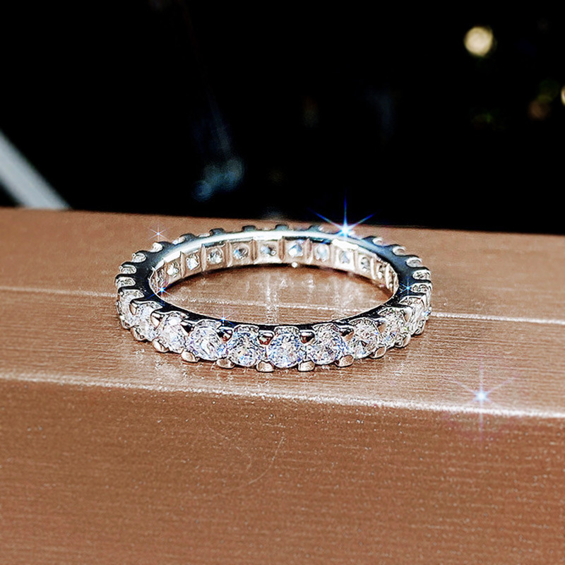 TB BHULAMTE Free Shipping New Designer Accessories Wish Starry Sky Women's Ring Cluster Inlaid Full Circle Simulated Zircon Ring Light Luxury Fas