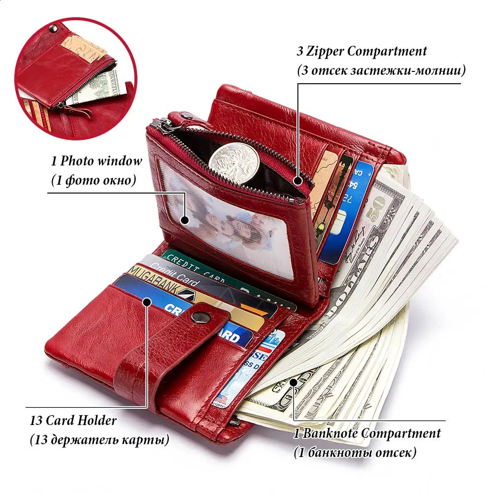 Genuine leather womens wallet for coins and cards high-quality small womens clutch handbag fashionable womens Walet 250410