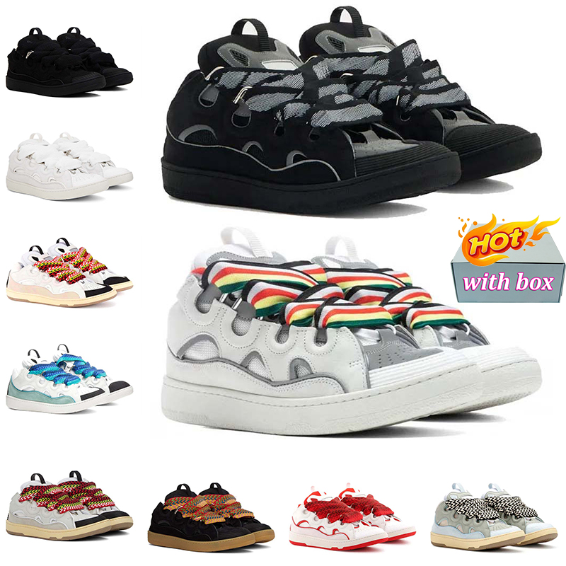 with box men women stylish curb shoes designer sneakers curbs trainers casual footwear black white blue red green pink