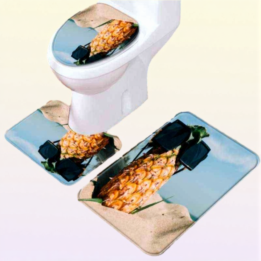 Thregost 3Pcsset Scenic Pattern Bath Mat Toilet Rug Bathroom Soft Absorbent Mats Microfiber Shower Tub Rugs Toilet Floor Carpet L