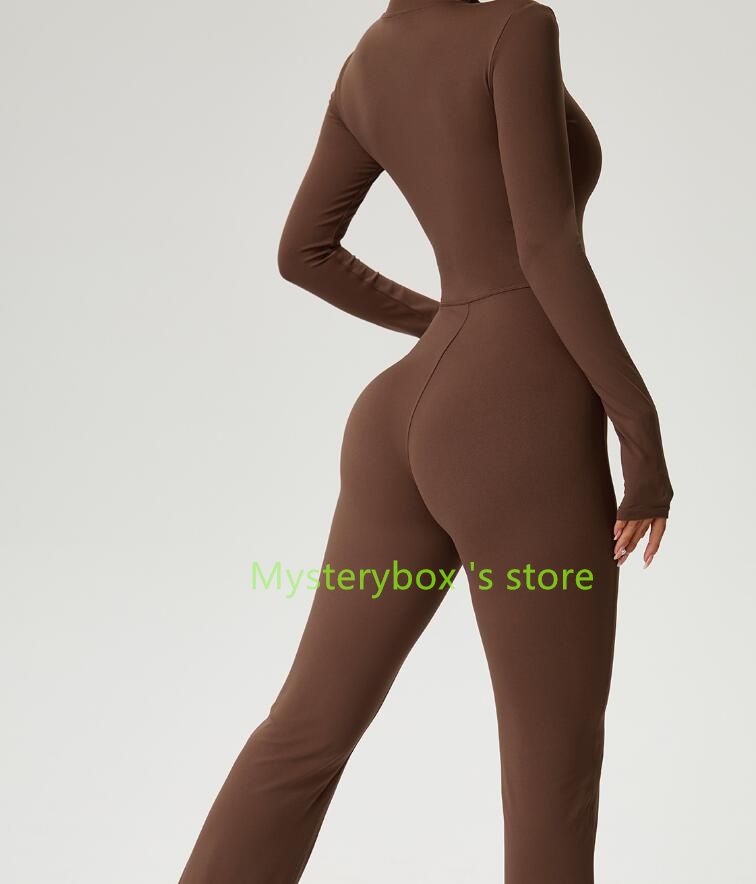 Yoga Outfit Wear Jumpsuit Bodysuit Bell-bottoms Outfits Zipper c Yoga Dance Fitness Tight Fitting Sports Women Ladies Clothes Suits Mysterybox Store