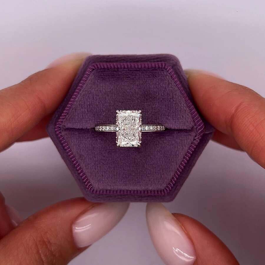 14K White Gold Radiant Cut Lab Grown Diamond Engagement Ring 2 Carat DEF VS CVD HPHT Lab Diamond Engagement Ring Halo Rings IGI