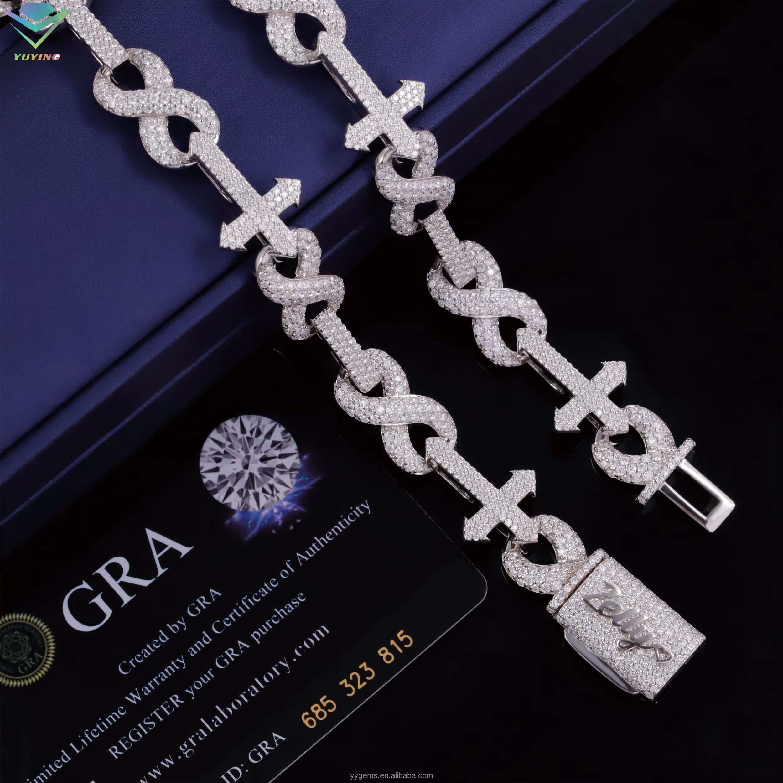 Fine Jewelry VVS Mossanite Cross Cuban Chain for Men 925 Sterling Silver Hip Hop Iced out Moissanite Infinity Link Cuban Chain