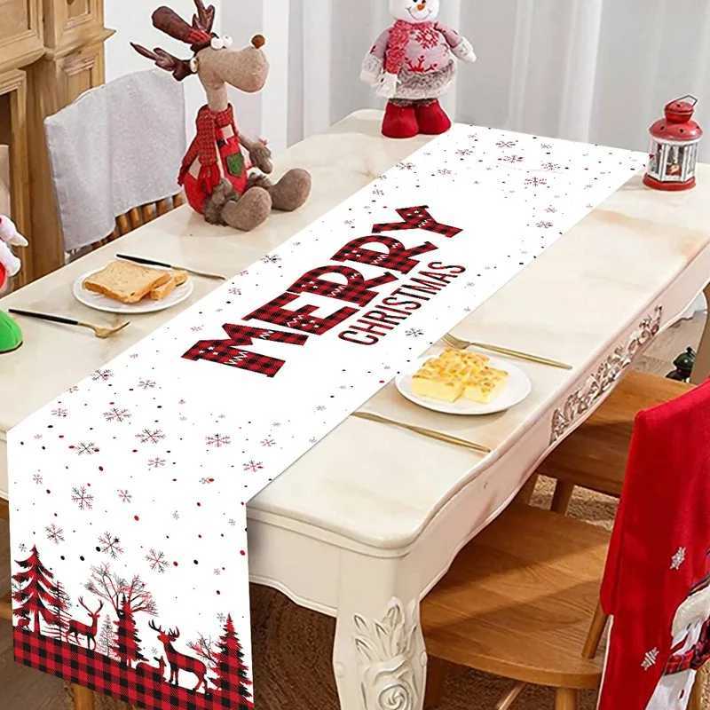 Christmas Christmas Table Runner Merry Christmas Decorations For Home 2024 Cristmas Table Flag Cover Navidad Noel Gift New year Tablecloth Y251113