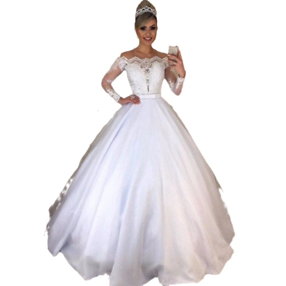 2025 One Shoulder V-neck Slimming Fashion Puff Tail Wedding Dress Lace Skirt
