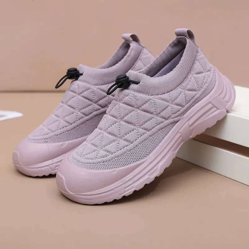 New Free Shipping Designer Shoes 2025 Autumn/winter Plush Thick Casual Flyknit Sports Soft Bottom Anti Slip Comfortable Lightweight Mom Shoes