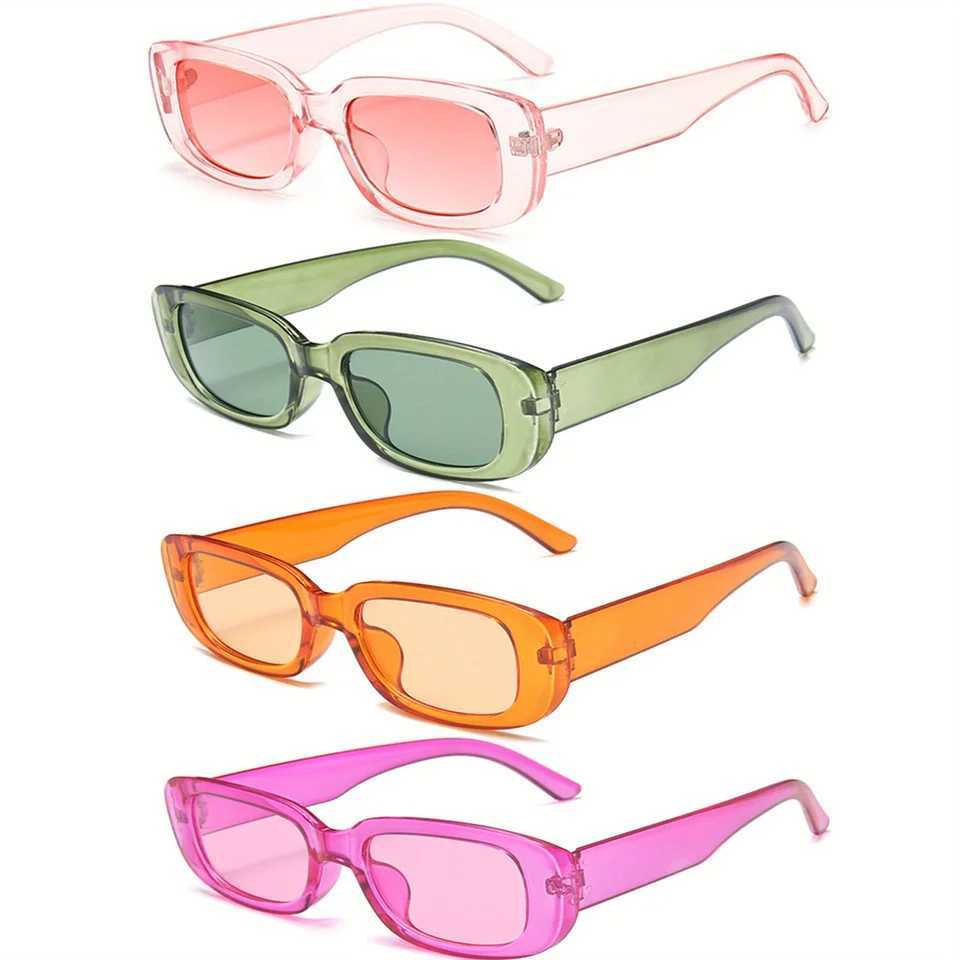 4pcs/set Rectangle Frame Sunglasses For Women Men Candy Color Y2K Fashion Sun Glasses Vintage Outdoor Eyewear UV400C250412