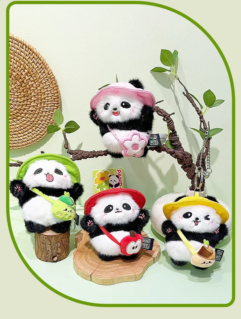 Plush Cartoon Keychain Pendant Ink Blue Panda Backpack Style Fun Small Decoration and Ideal Gift 250410