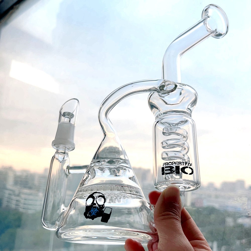 9.8inchs Thick glass Bong Percoaltor Water Pipes Smoking Bubbler Hookahs Recycler Oil Water Bongs With 14mm bowl