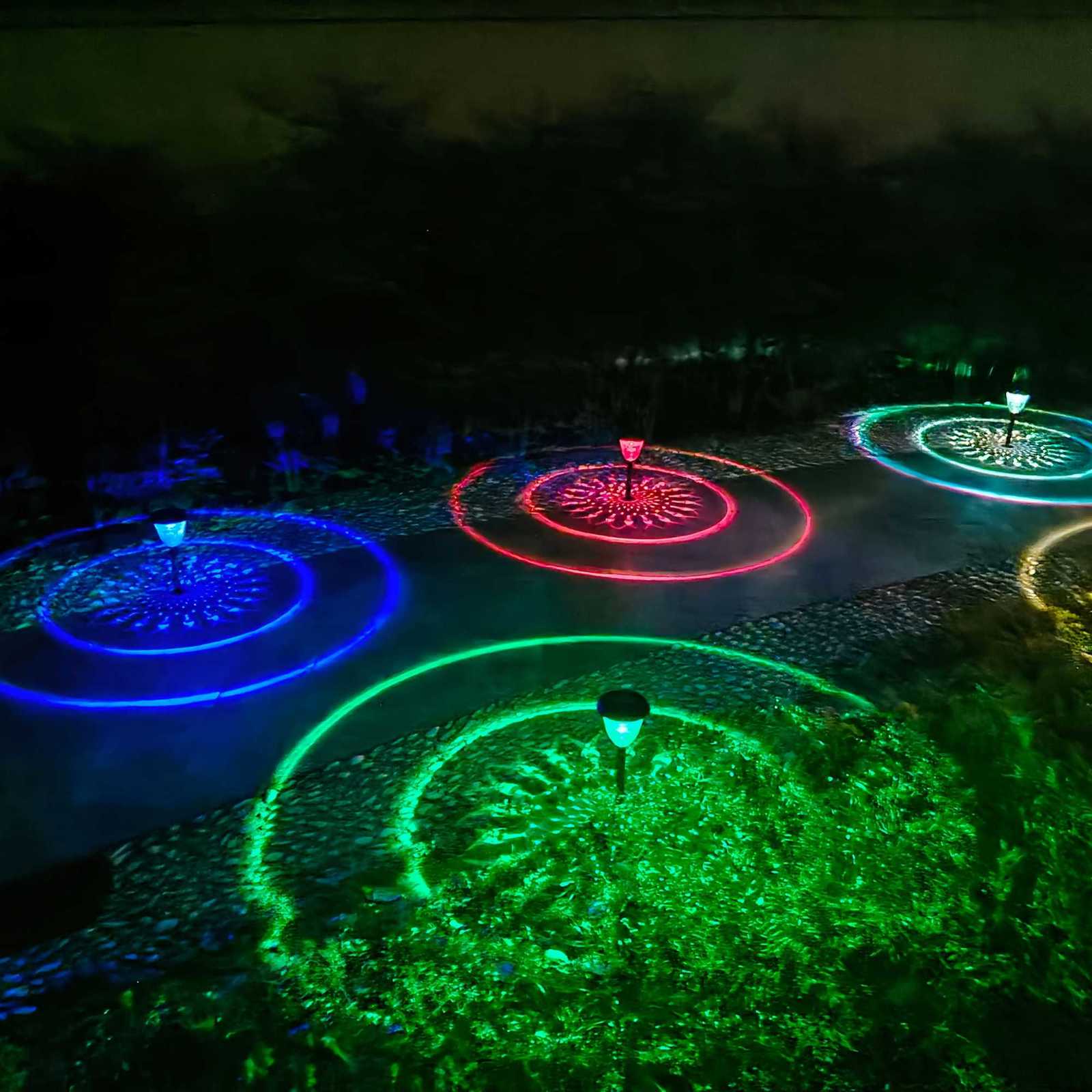 Solar Lights Outdoor Waterproof RGB Color Changing Garden Lights Solar Powered Auto On/Off Outside Grass Path Landscape Lighting M251113