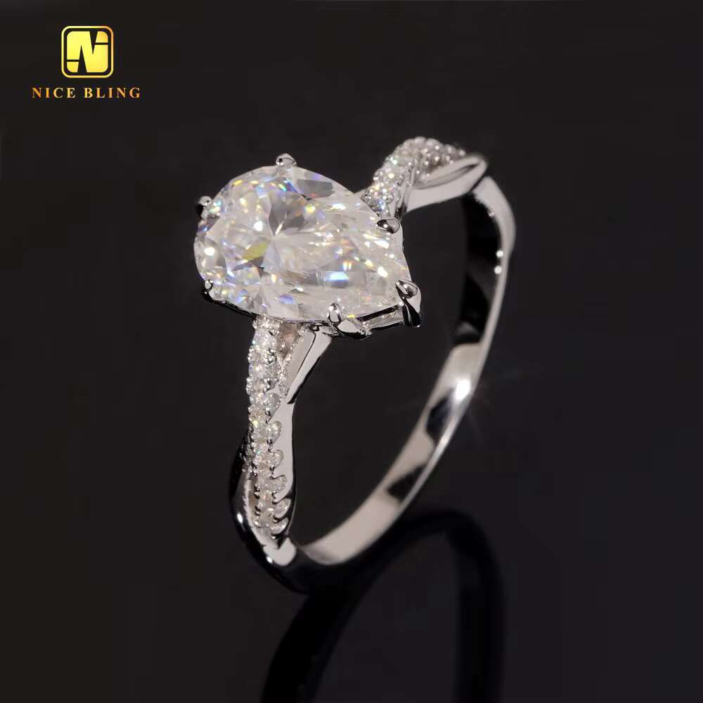 Pear Cut Big VVS Moissanite Diamond Fashion Jewelry Wedding Ring 925 Sterling Silver Rings Jewelry Engagement Ring for Women