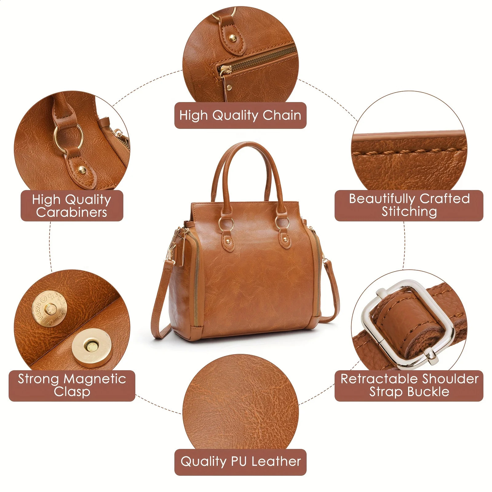 Retro Handbag PU Leather Women Bag Purse Portable Storage Bag With Multi Card Slots Womens Multi Layer Crossbody Bag 250411