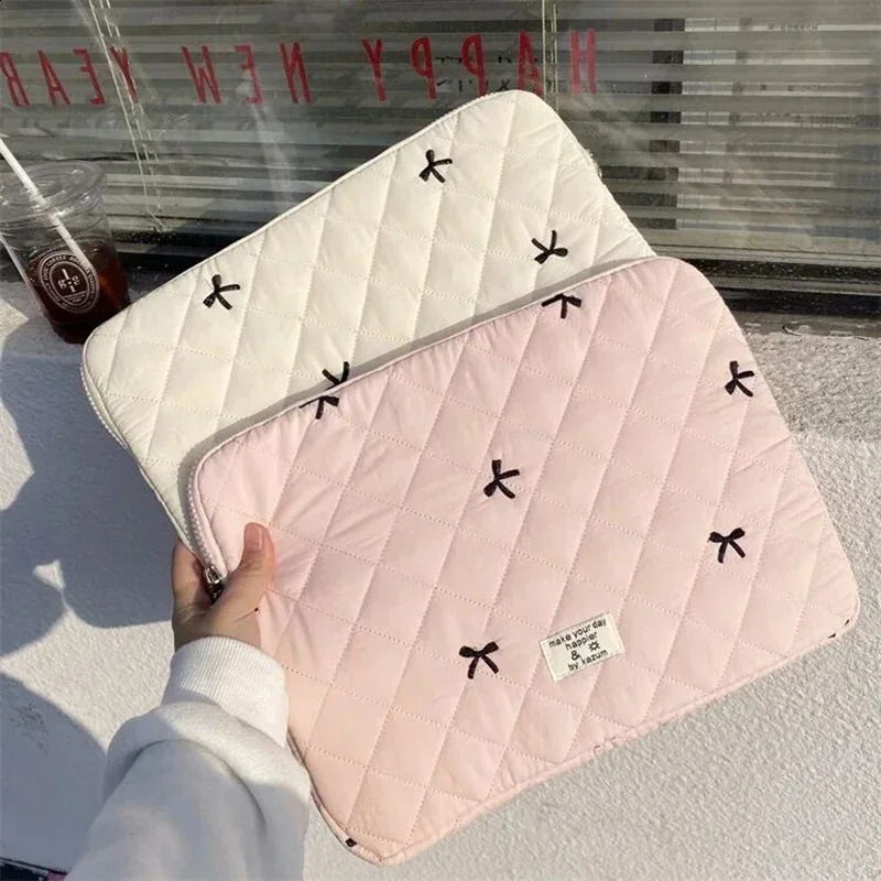 Cute Sleeve Bow Embroidery Computer Bag Tablet Sleeve Case 11 13.3 14 15.6 Inch Women Laptop Sleeves for Ipad HP ASUS 250407