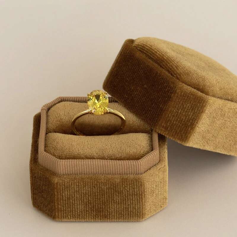 GRA Dazzling Lemon Yellow Round Zircon Rings for Women Gift Real 925 Sterling Silver 18K Gold Color Best Quality Fine Jewelry