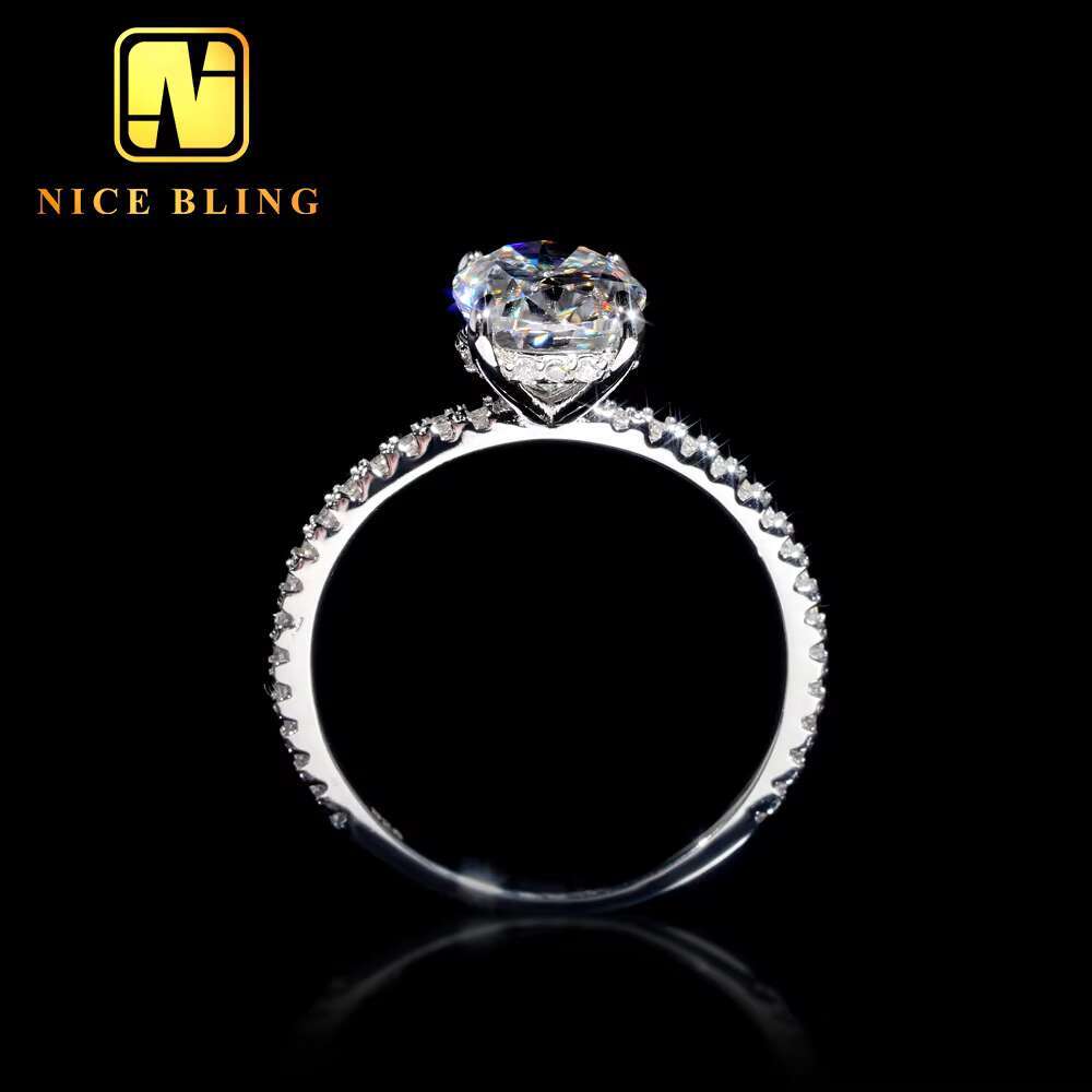 Wholesale Fine Jewelry Finger Rings 925 Sterling Silver D-vvs Diamond Oval Cut Moissanite Engagement Ring for Women