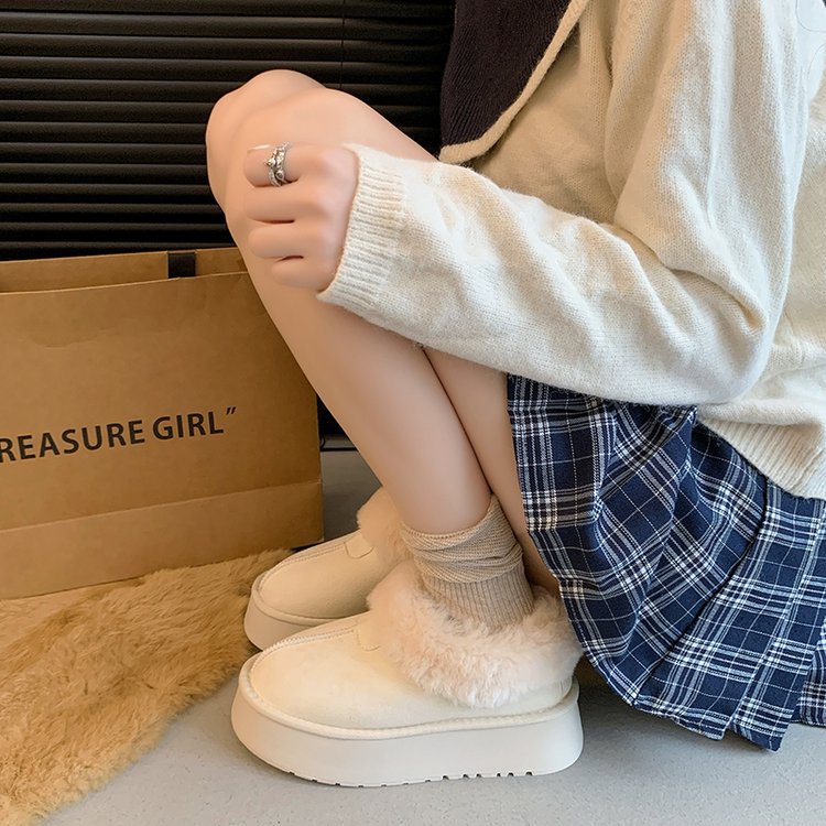 Hot free shipping designer boots for womens snow boots beige brown Snow boots with winter fleece and warm fur integrated outdoor anti slip thick sole