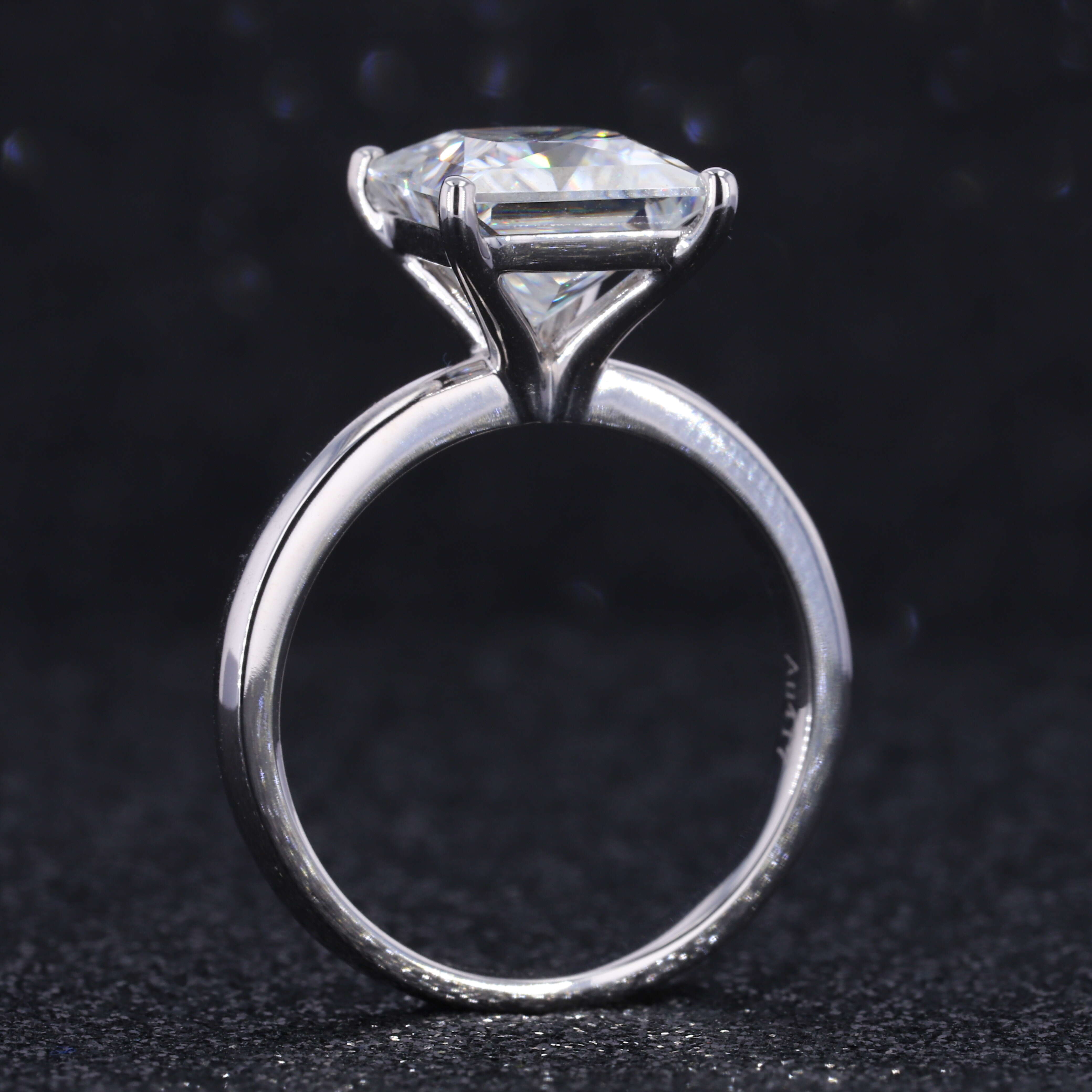 Starsgem Custom Made Ring Princess Cut Moissanite 8x8mm 14k Solid White Gold Solitarie Ring