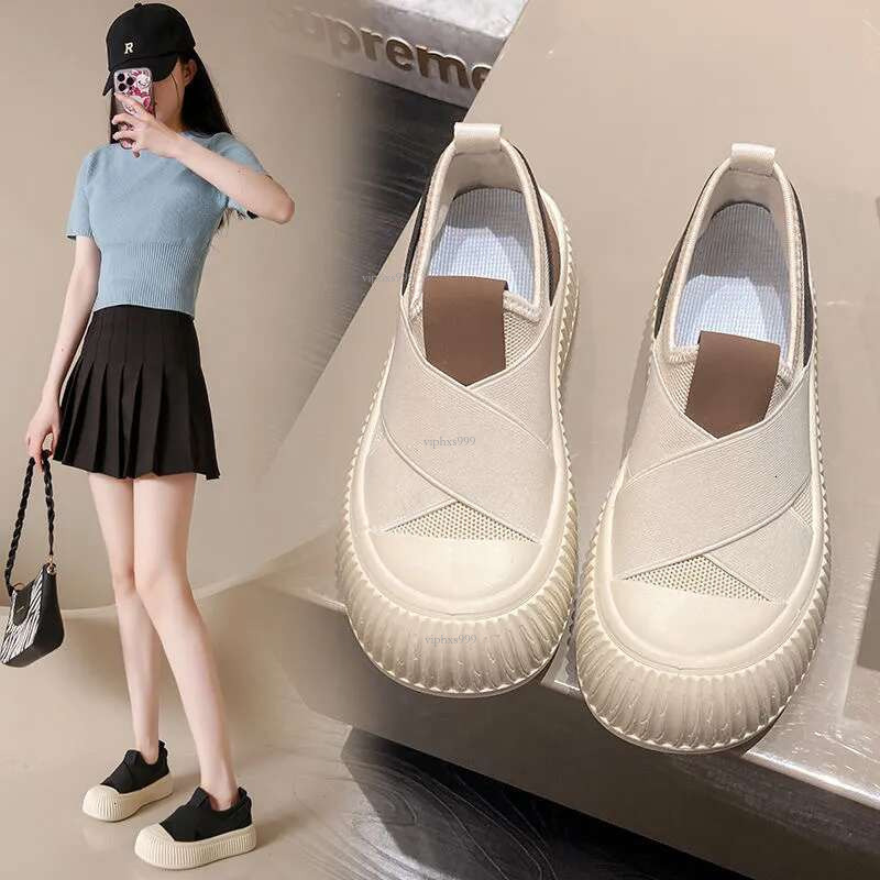 New Free Shipping Designer Shoes Little White 2025 Summer Breathable Mesh Face Biscuit Canvas With One Step Thick Sole Women's Versatile Board Sh