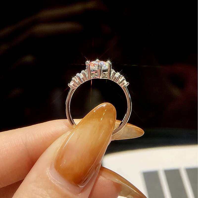 GRA 1 Carat Certified Real Moissanite Dia Engagement Rings for Women Sterling Sier Wedding High Quality Fine Jewelry