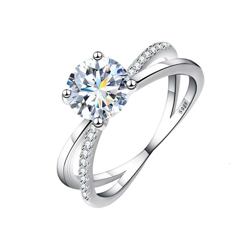 GRA Luxury Moissanite Engagement Wedding Rings for Women 1 Carat Round Brilliant Diamond Real 925 Sterling Silver Fine Jewelry