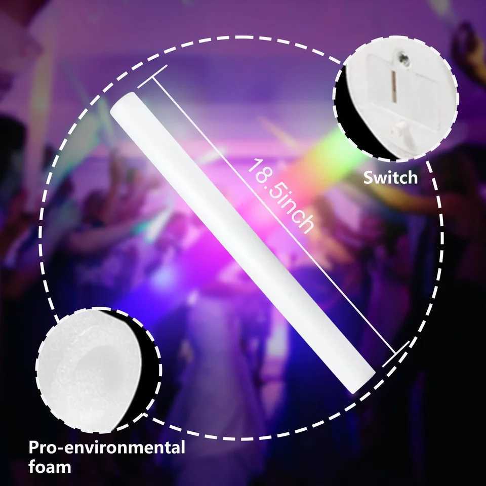 100PCS LED Colorful Glow Sticks Adjustable 3 Light Modes Glow Foam Stick Cheer Tube For Xmas Birthday Concert Party Supplies C251113