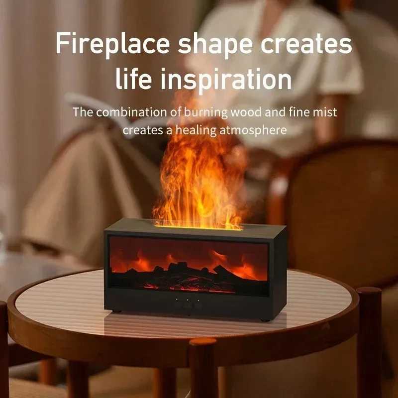 Simulated 3D flame aromatherapy machine essential oil humidifier color atmosphere lighting with remote control holiday gift Y251113