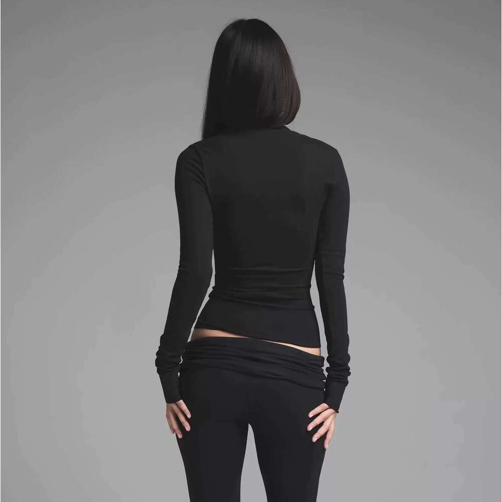 Women's Wear Kim Cloud Gentle Series Slim Sexy Asymmetrical Long Sleeve Top Woman