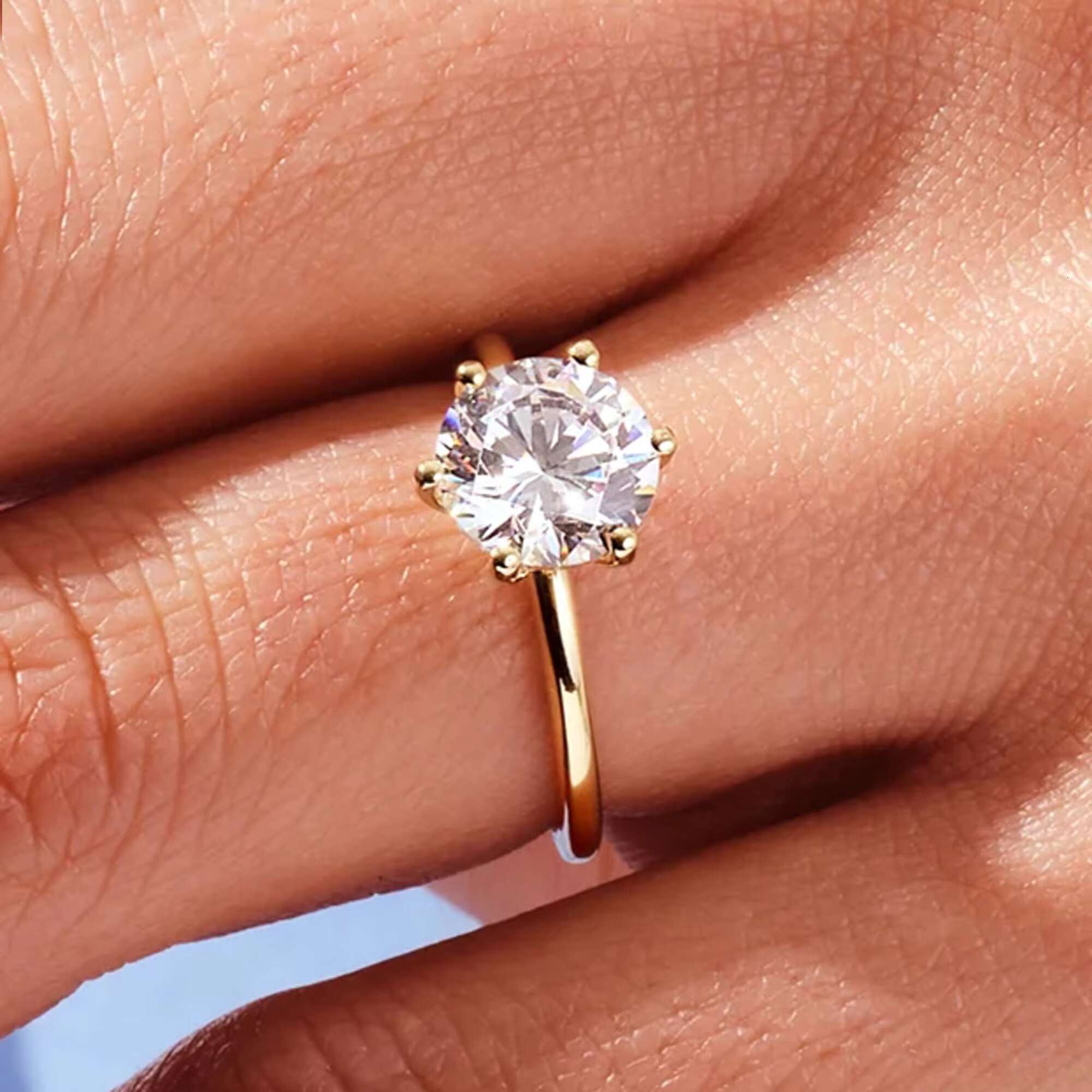 Wholesale Custom Jewelry 2ct 3ct Round Brilliant Cut VVS1 GRA Moissanite Diamond Wedding Rings Women