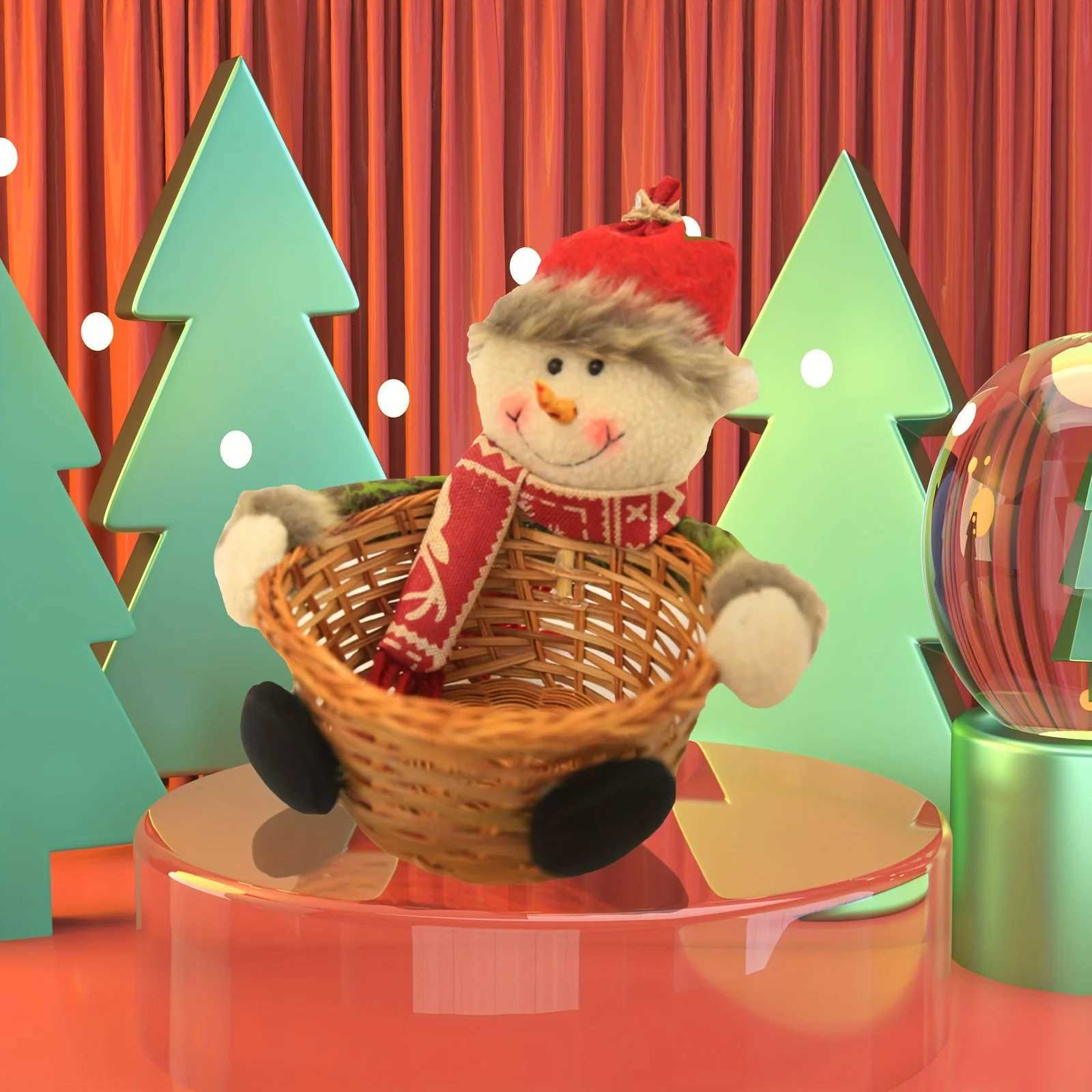 Christmas Festive Santa Hat Candy Basket - Red Checkered Fabric Perfect for Holiday Treats Decor Ideal for Christmas Y251113