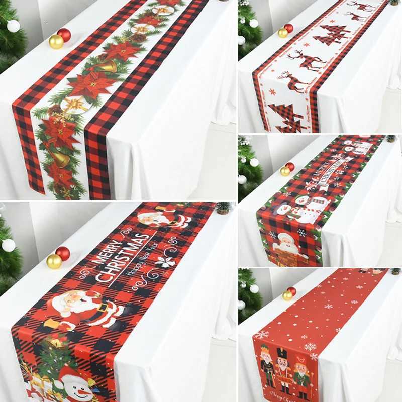 Christmas Christmas Table Runner Cloth Polyester Xmas Table Flag Cover Merry Christmas Decor For Home Ornament Navidad Gifts New Year 2025 Y251113