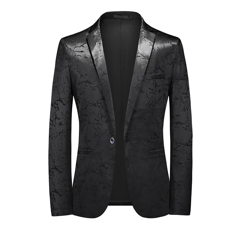 Classic Black Jacquard Suit Male Business Casual Coat Size 6XL-S Fashion Men Wedding Party Tuxedo Dress Blazers Slim Fit Tops 251112