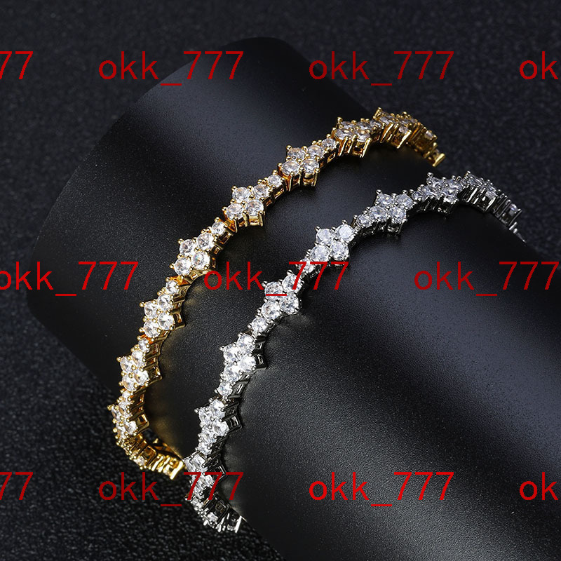 Hip-Hop Mens Womens 925 Sterling Silver VVS Moissanite Diamond Clover Cross Tennis Chain Bracelet Necklace Elegant Bangle