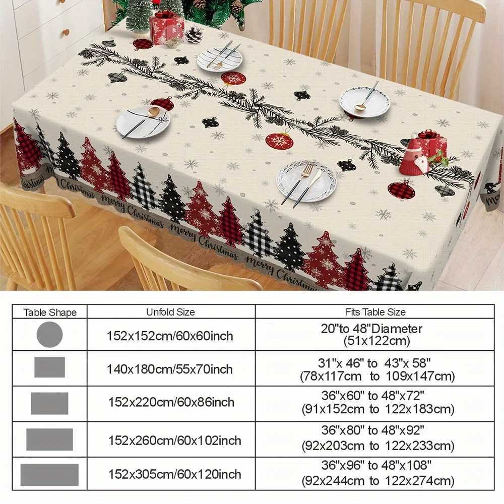 Christmas Christmas Snowflake Waterproof Tablecloth Table Decor Buffalo Plaid Xmas Tree Kitchen Dining Tablecloth Christmas Decorations Y251113