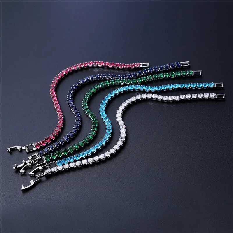 Luxury Hiphop Iced Out 4mm Cubic Zirconia Crystal Tennis Bracelets For Women Men Gold Color Silver Color Bracelet Chain JewelryC250411