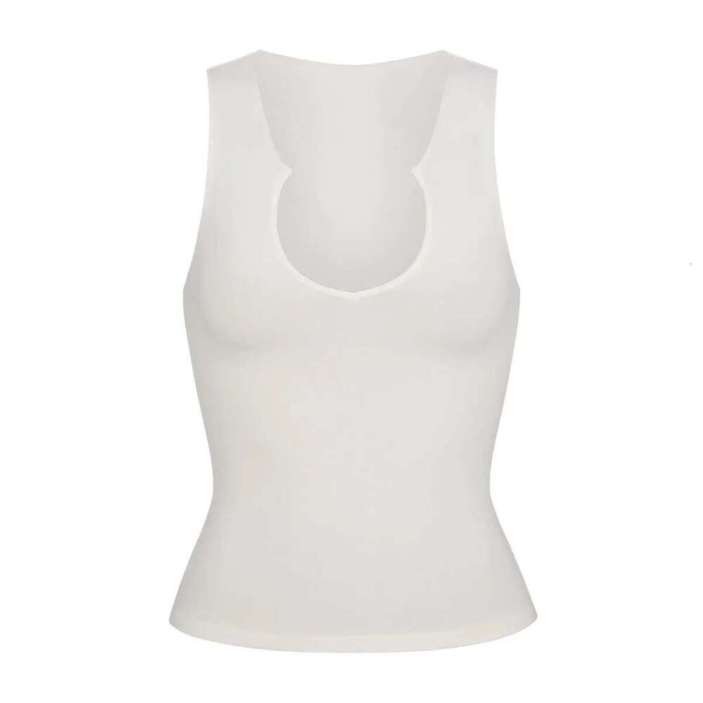 Women's Wear Kim Heart-Shaped Collar Sleeveless Pure Cotton Casual Vest V-Neck T-Shirt