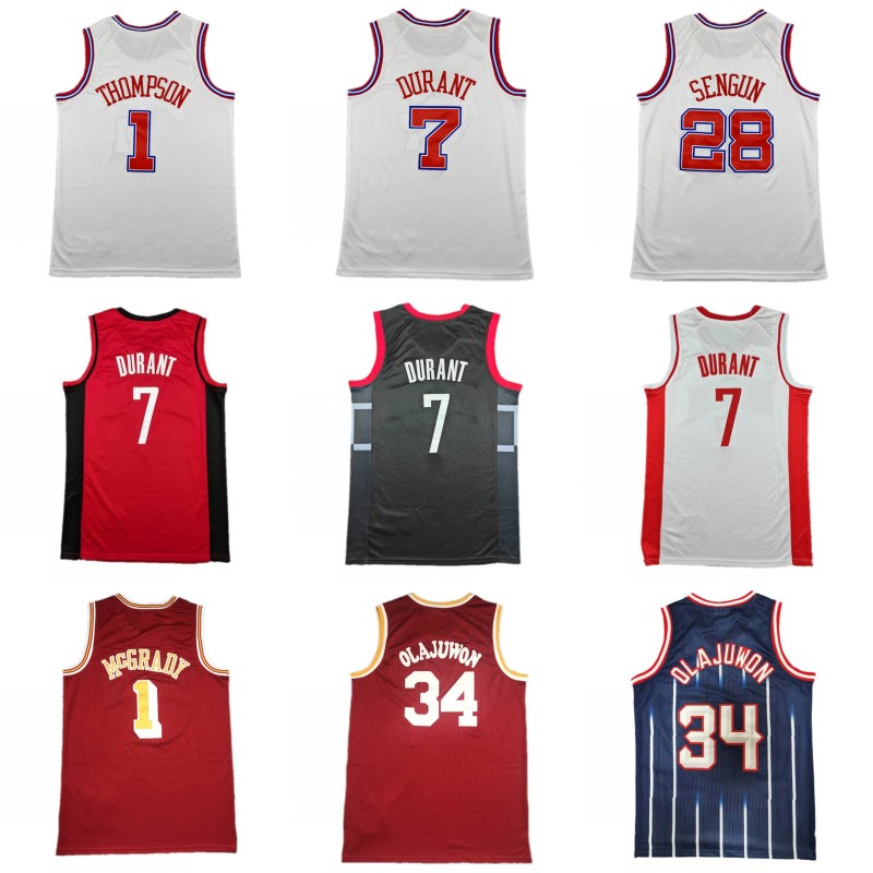 7 Kevin Durant Amen Thompson Alperen Sengun City Basketball Jersey Mens Tracy McGrady Hakeem Olajuwon Retro Sleeveless Shirt
