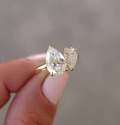 Silver Jewelry S925 Sterling Silver 8A Quality Pear Shaped Crushed Ice Zircon 925 Silver Engagement Wedding Rings for Women