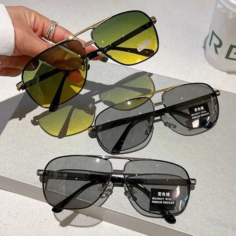 Vintage Pilot Polarized Sunglasses Men 2024 Fashion Driving Fishing Outdoor Trendy Photochromic Lens Sun Glasses For FemaleC250412