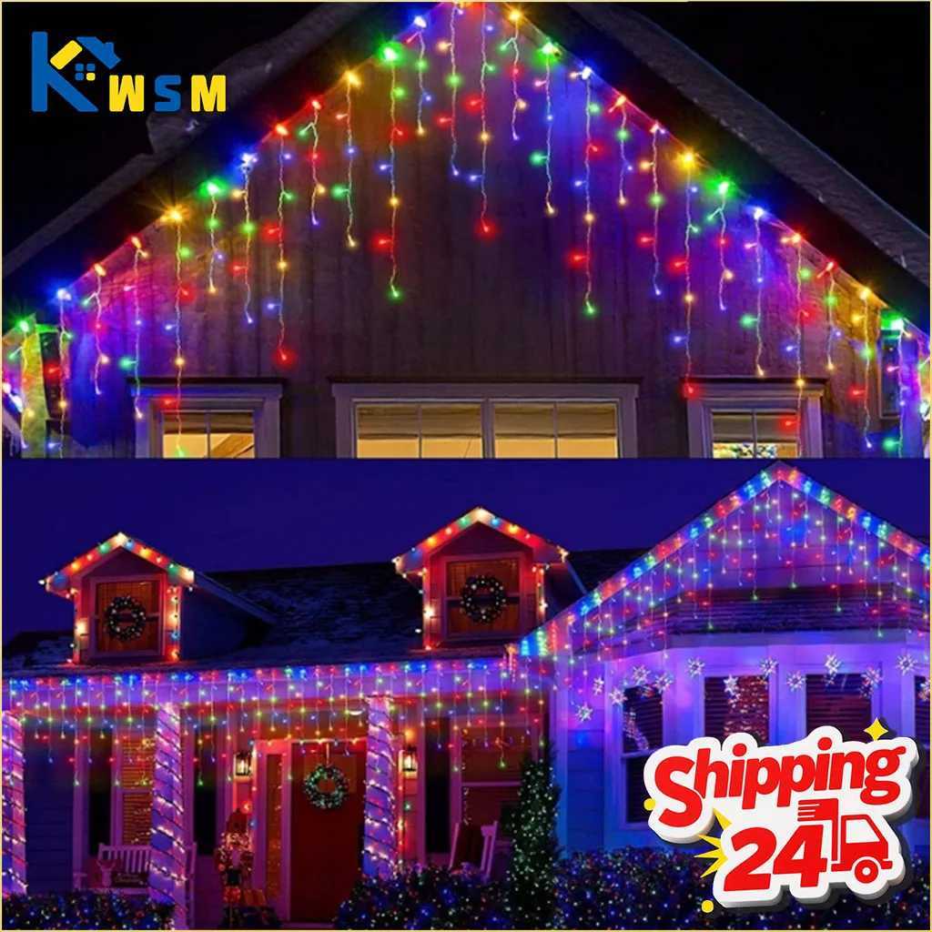 35/7M Solar Powered LED String Lights Waterproof for Garden Patio Outdoor Holiday Decoration Starry Icicle Lights for Christmas M251113