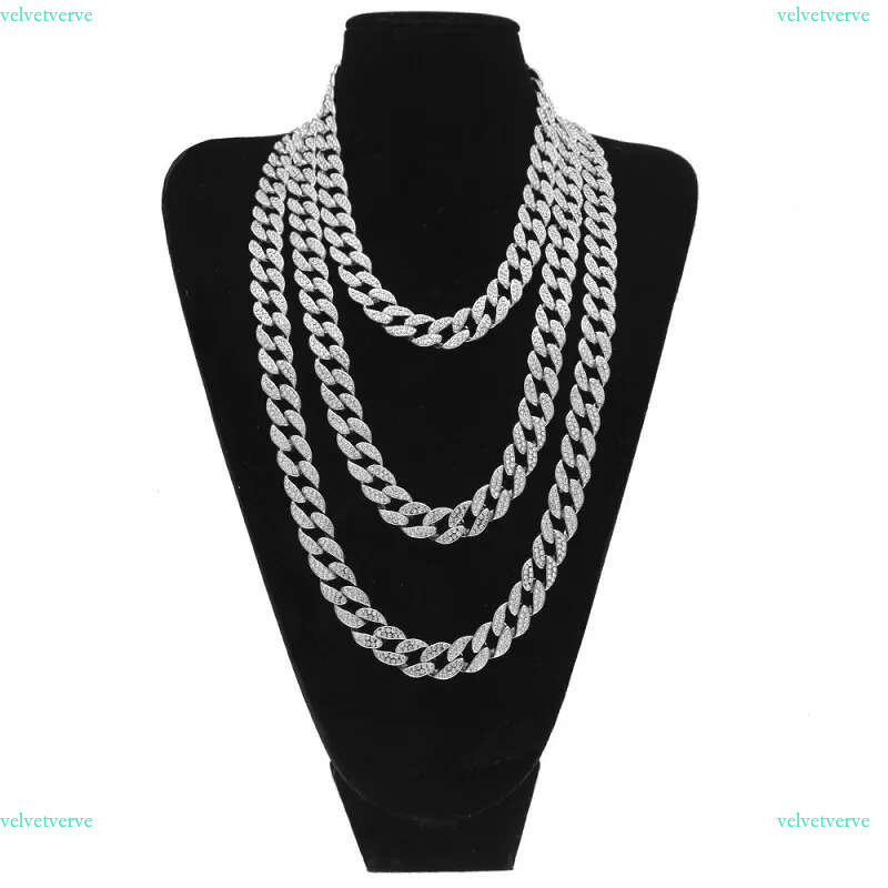 Hip Hop Bg Fashion Chains Jewelry Mens Gold Sier Miami Cuban k Chain Dia Iced Out Chian Necklaces