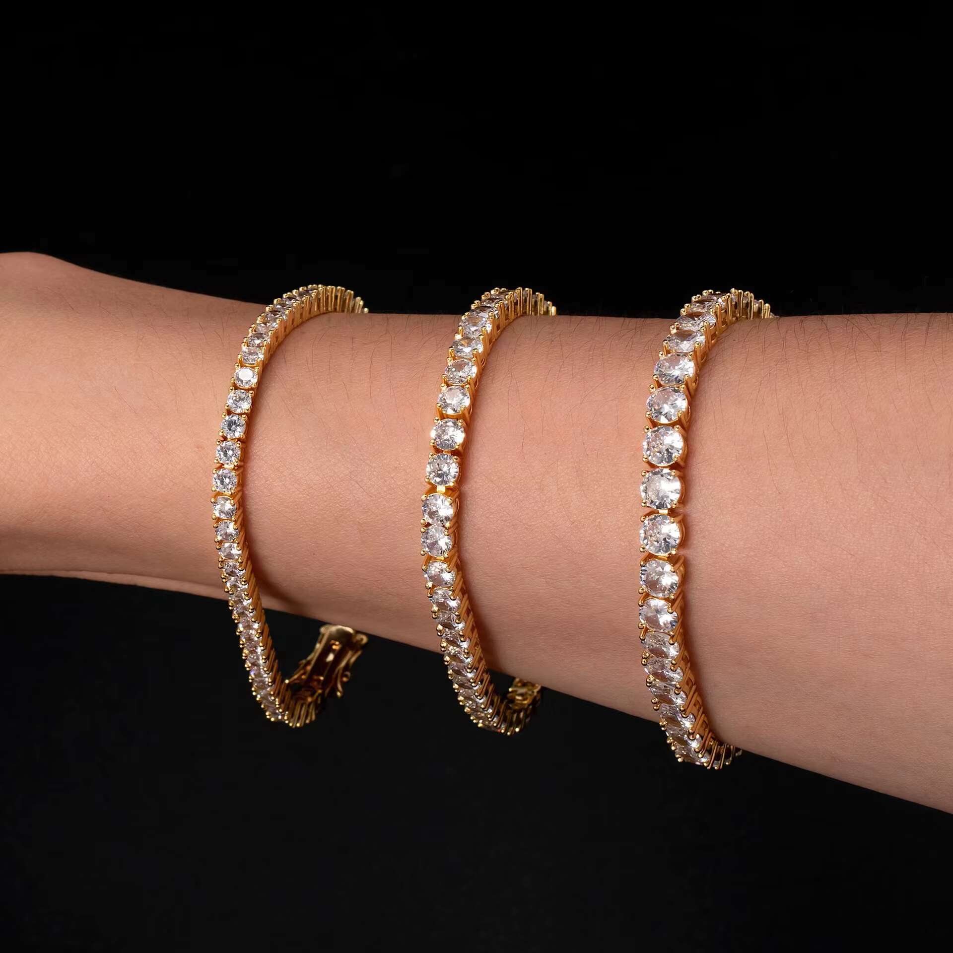 Wholesale 925 Sterling Silver 14K Gold Plated Miossanite Zircon Necklace Tennis Chain Bracelet Necklace for Men and Women